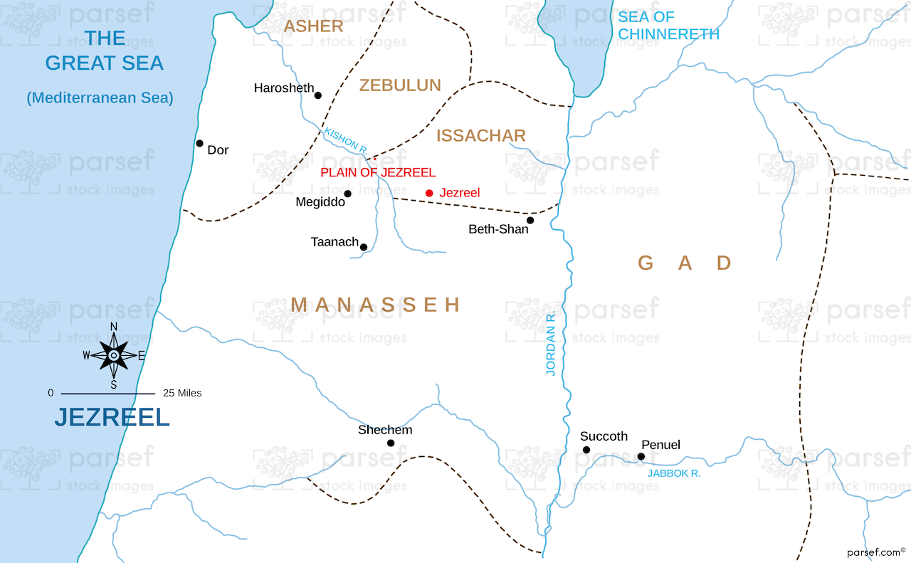 Jezreel and the Book of Judges Map bible map