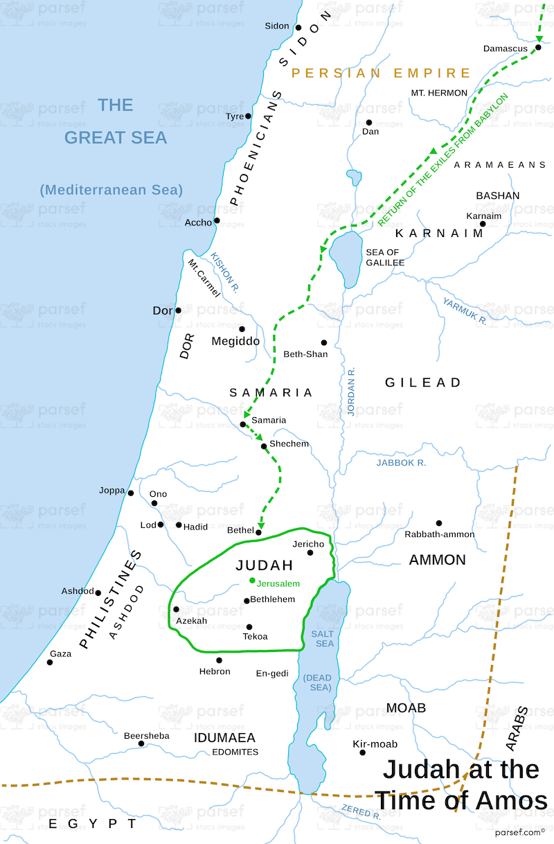 Judah at the Time of Amos Map bible map