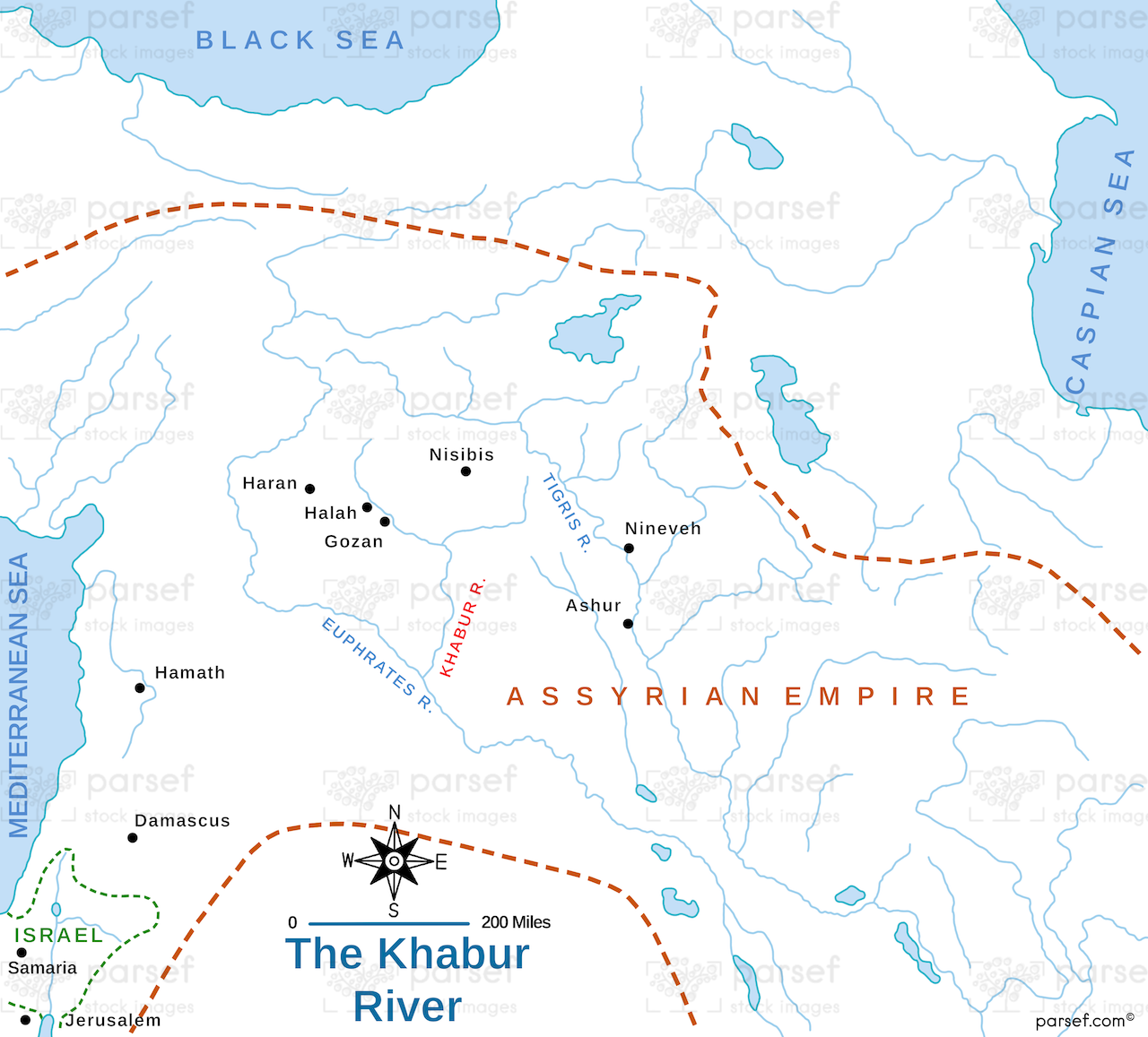 The Khabur River Map bible map