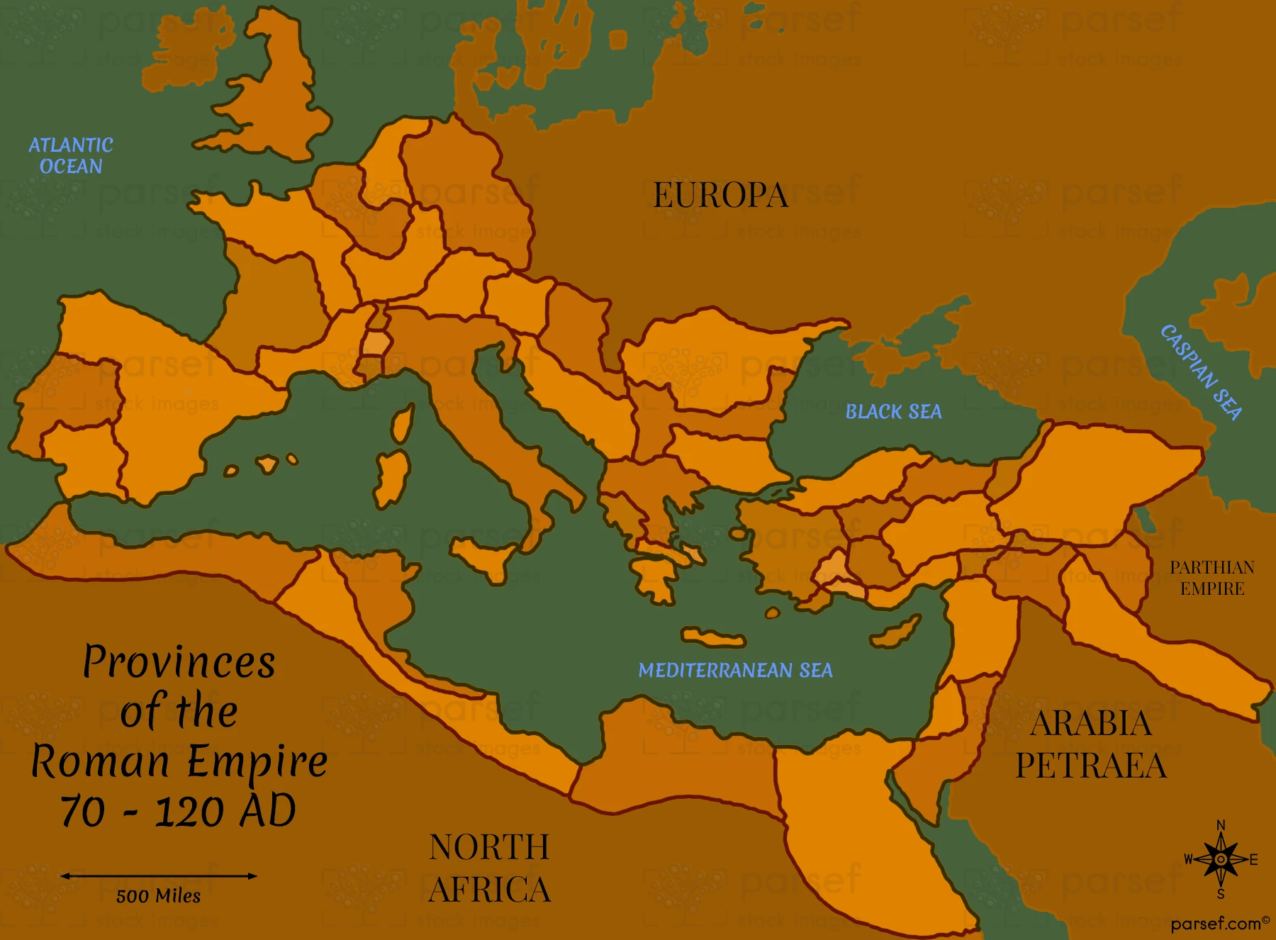 Provinces of the Roman Empire 70 – 120 AD Map bible map
